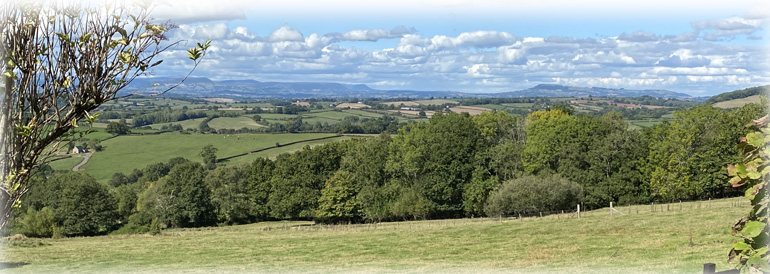 Stunning views over the Vale of Usk to the mountains beyond.
